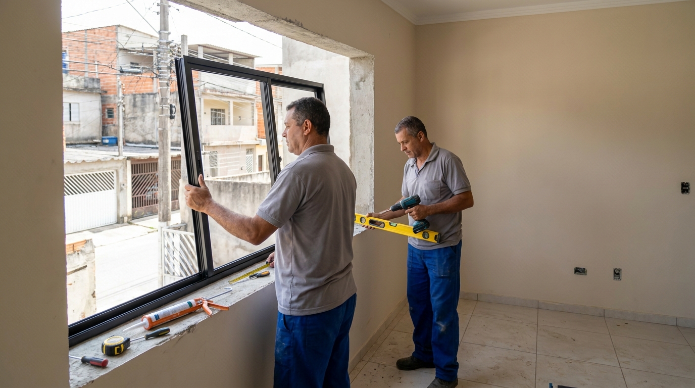 Esquadria de alumínio com vista para rua em Vila Velha-ES