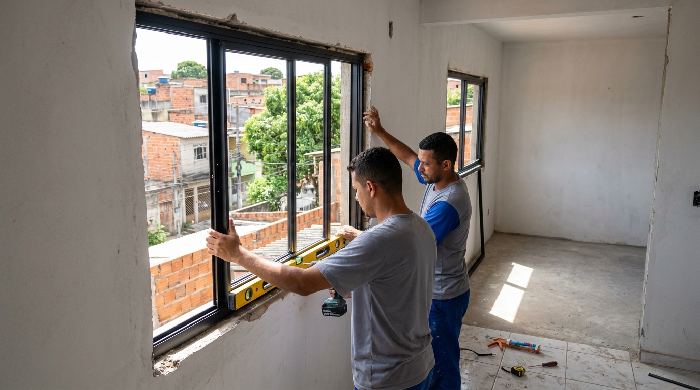 Esquadria de alumínio em obra em Vila Velha-ES